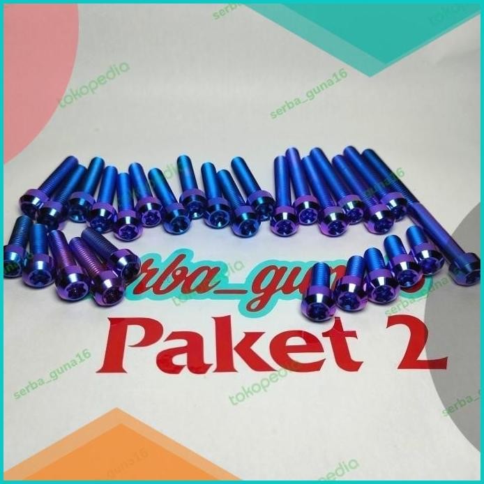 BAUT BLOK TITANIUM NINJA 250FI KIRI & KANAN+TUTUP GEAR DEPAN 07D35Z4 B