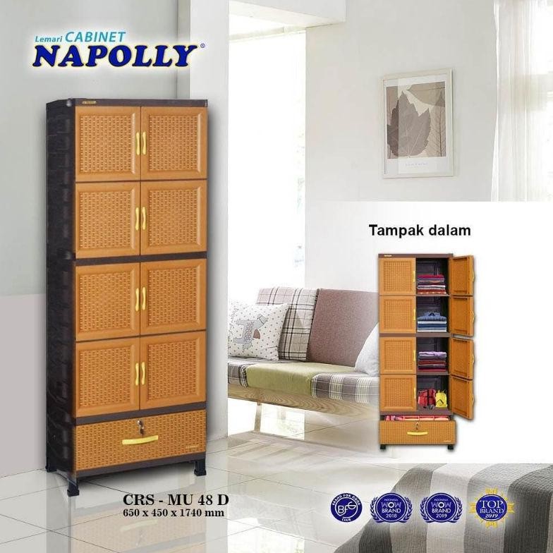 risto lemari rotan napolly 4 tingkat rak + laci