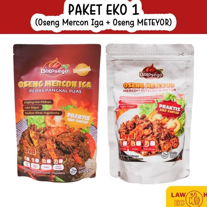 

BOLOSEGO Hemat Eko 1 - Oseng Mercon Daging Iga Sapi + Oseng METEYOR