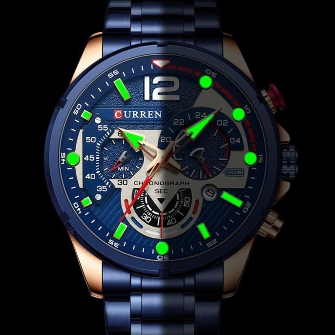 CURREN Jam Tangan Pria Bercahaya Business Anti Air Chrono Aktif 8395 Terlaris