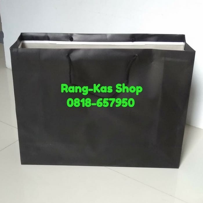 Paperbag Hitam Landscape JUMBO karton Duplex Glossy isi 12pcs