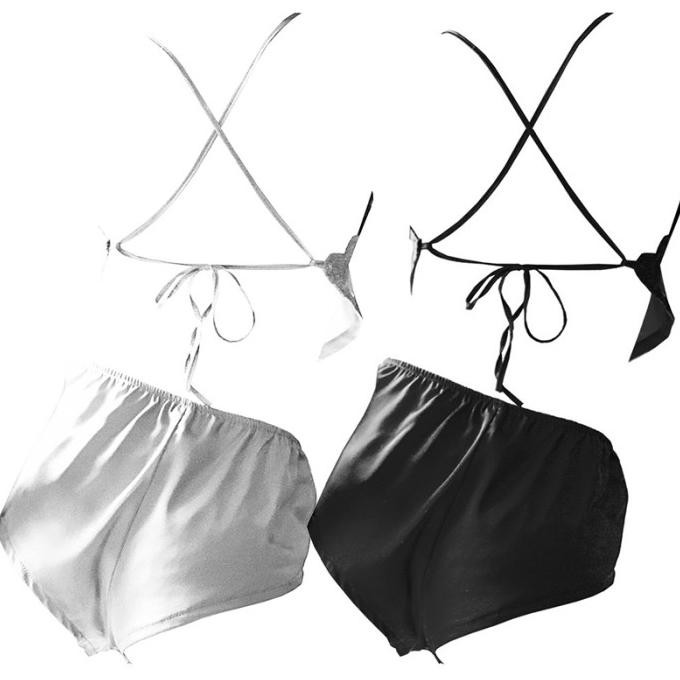 L1207 Lingerie Baju Tidur Haram Babydoll Celana Satin Polos Sexy Seksi Terlaris