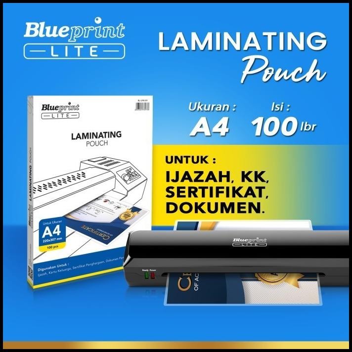 

Blueprint Lite Laminating Pouch Film A4 85 Mikron isi 100 Pcs