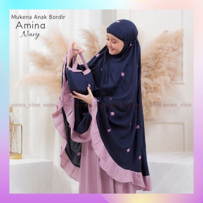 Mukena anak SD MI rayon premium adem lembut lucu model terbaru Amina