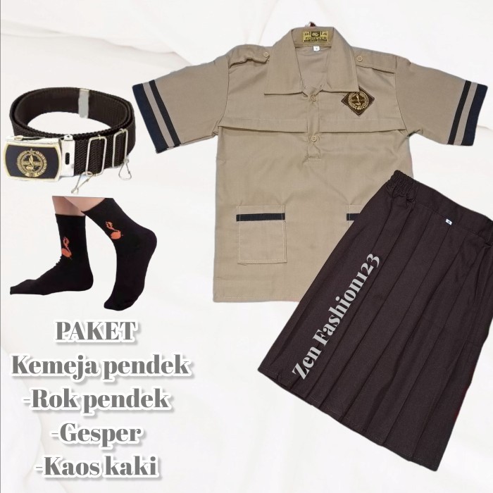 Seragam SD Pramuka Siaga Baju Pendek Rok Pendek Lengkap SD