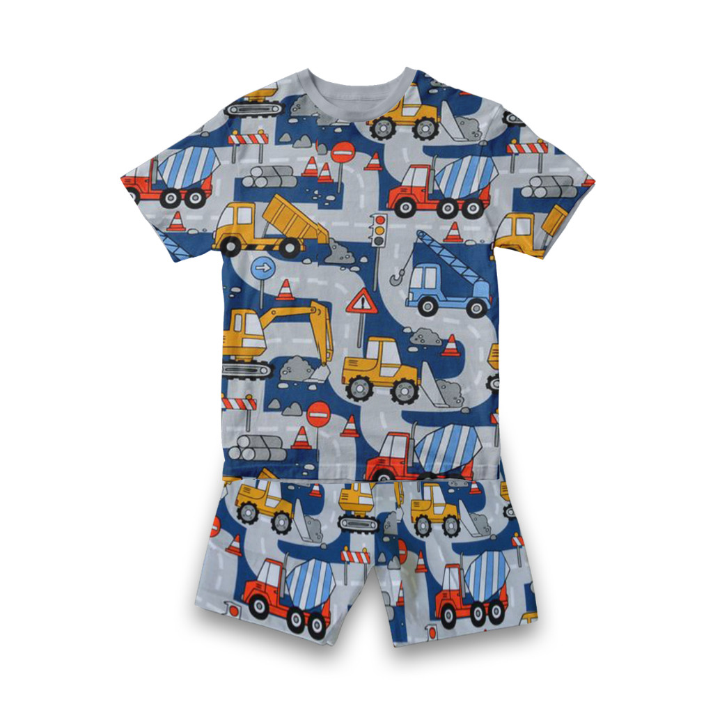 Diskon Spesial  Baju Kaos Setelan Printing Anak Laki Laki Karakter Excavator Lucu Import Umur 1 -