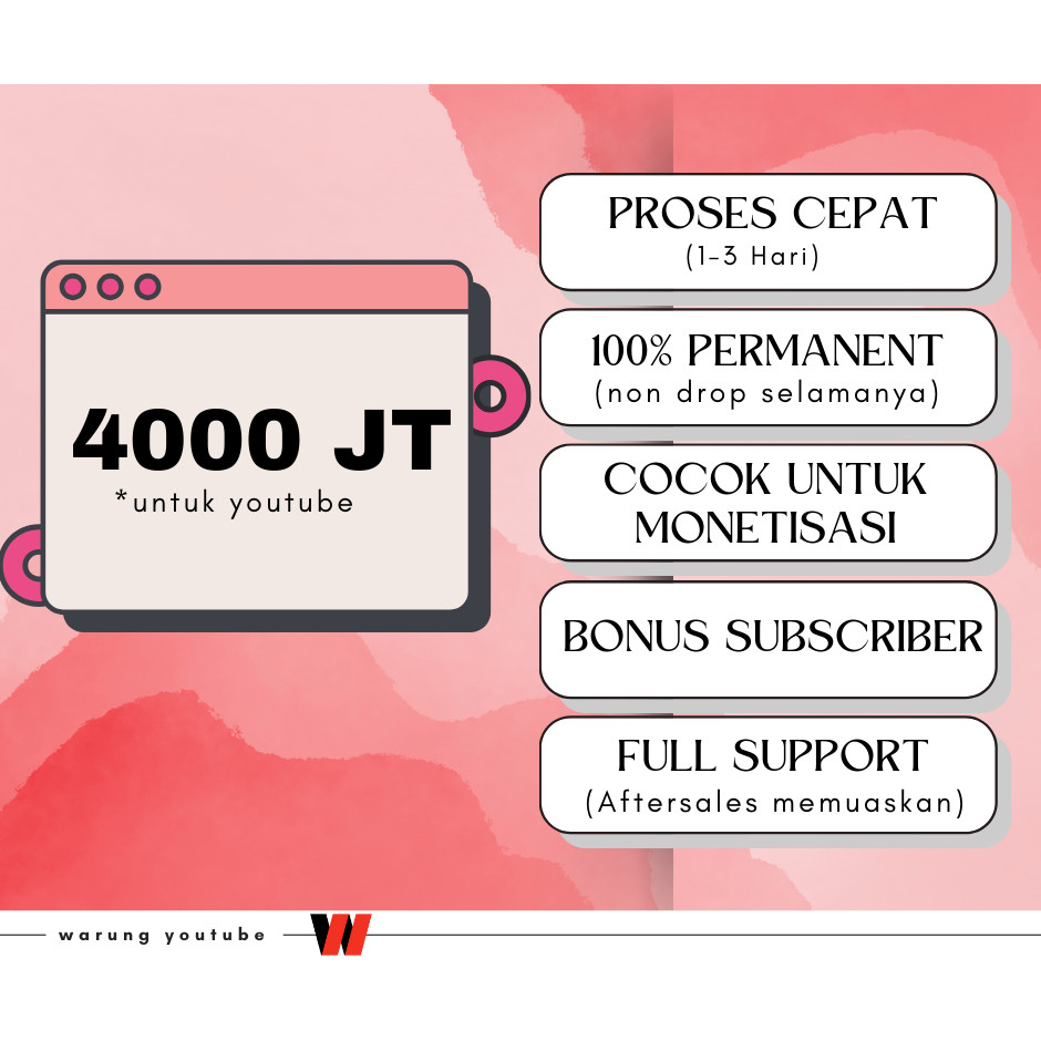 Warung YouTube 4000 JT + Tambahan Subscriber