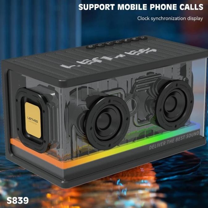 Promo Lenyes S839 Speaker Bluetooth Transparan Rgb Light Tws Portable