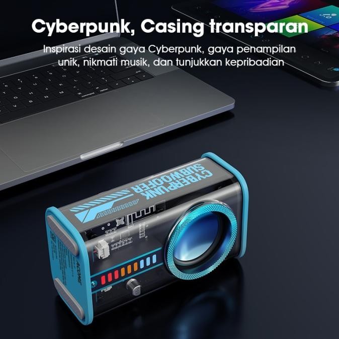 Grosir Acome Speaker Bluetooth 5.3 Transparant Portable Super Bass A8 Blue