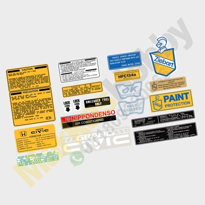 Sticker Honda Grand Civic Lx Nouva Sedan JDM Warning Set