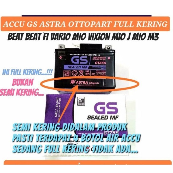 Aki Accu Motor Gs Astra Ori Beat Vario 110 Mio Soul