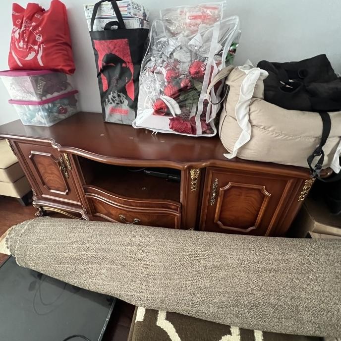 meja tv kayu furniture bekas perabot rumah bekas