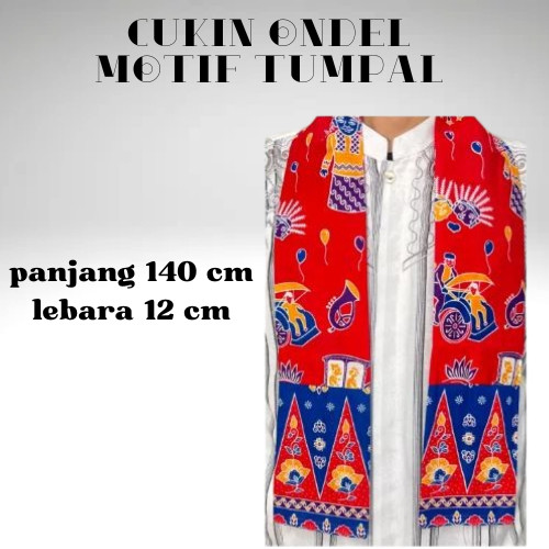 Cukin Betawi Ondel-Ondel MOTIF TUMPAL / Slendang Betawi / Slendang Cukin Betawi / Cukin Betawi