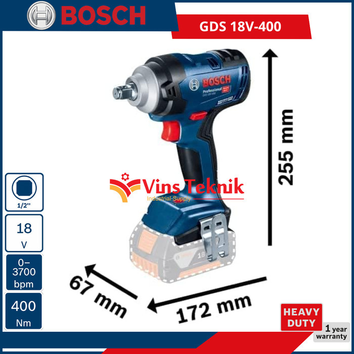 Mesin Impact Wrench Pembuka Baut Gds 18V-400 Bosch Gds18V-400