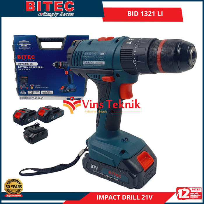 Bitec Bid 1321 Li Mesin Bor Baterai Cordless Hammer Drill Bid1321Li
