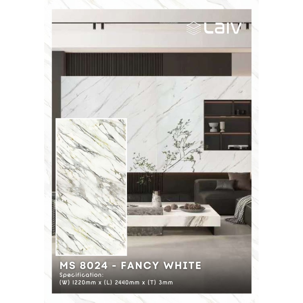 Lai V UPVC UV Marble Panel / Elegant UV Marble Sheet / Panel Flat 3mm Motif Marble