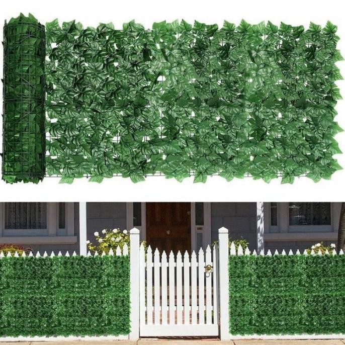 NEW TANAMAN RAMBAT PAGAR SINTETIS UKURAN 100X300 CM - DEKORASI DAUN PAGAR SINTETIS