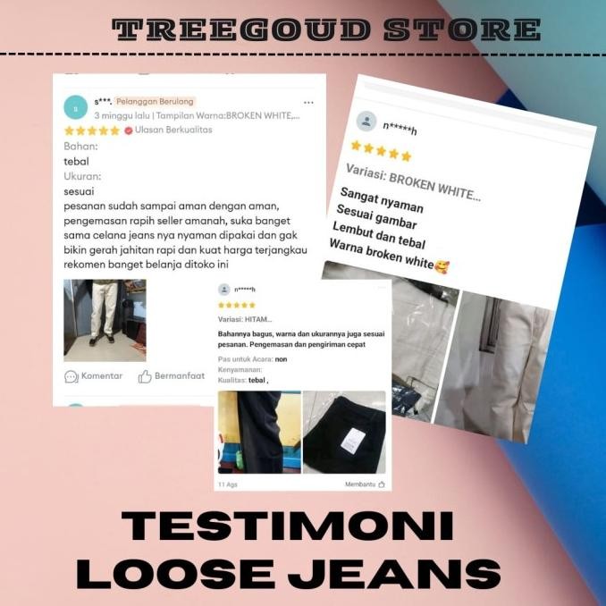 Treegoud Loose Jeans Celana Jeans Panjang Pria Loose Pants Terlaris