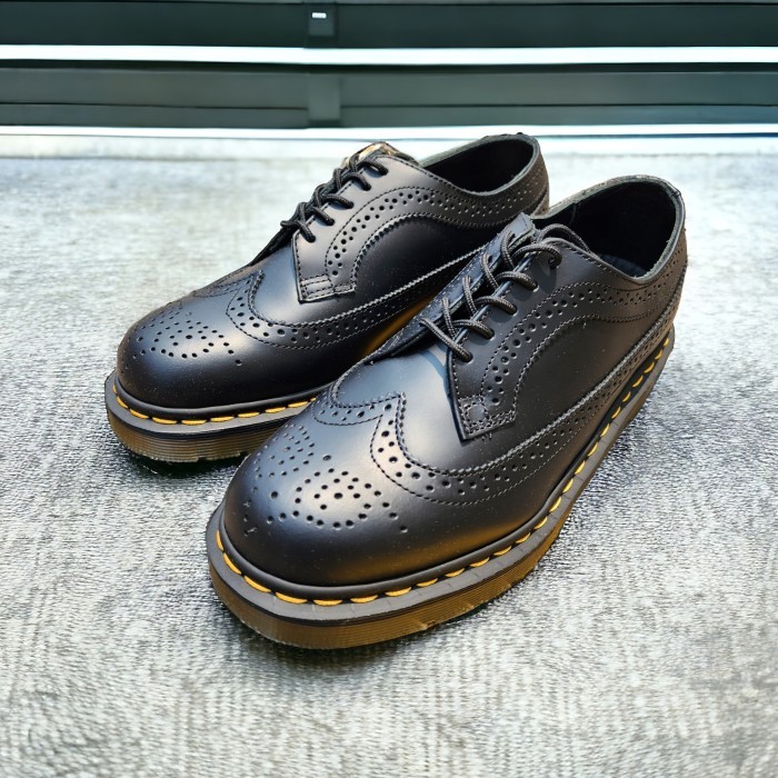 Sepatu Docmar Low Boots Pria 3989 Brogue Wingtip Black Smooth