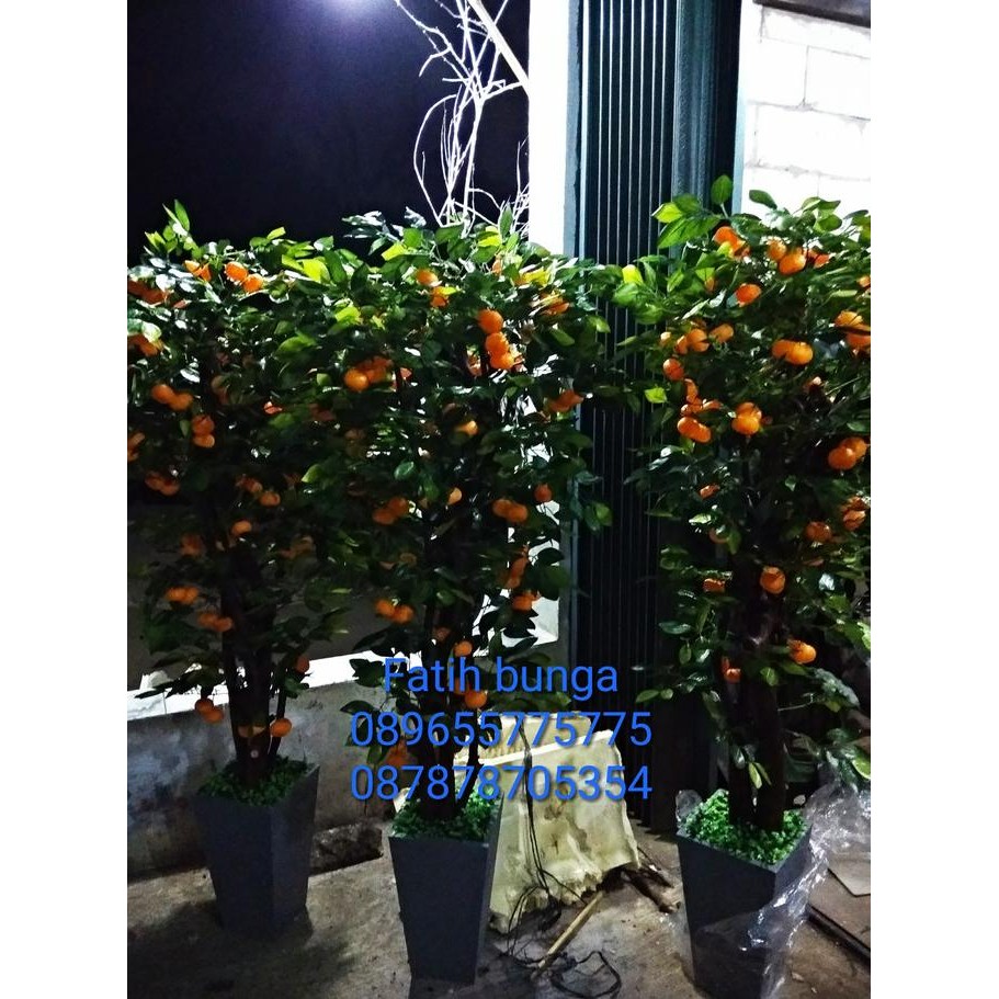 pohon buah jeruk ,/bunga plastik,/pohon hias