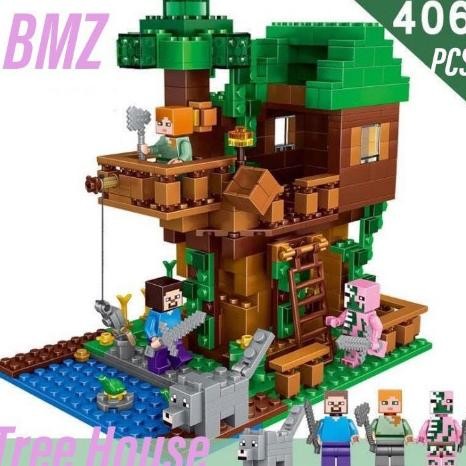 406pcs Mainan Balok Bangunsusun Model Lego Bentuk Rumah Pohon