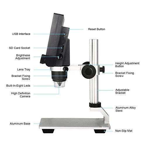 

Mikroskop Digital Service Magnifier Microscope 600X dengan Monitor & Metal Stand - G600