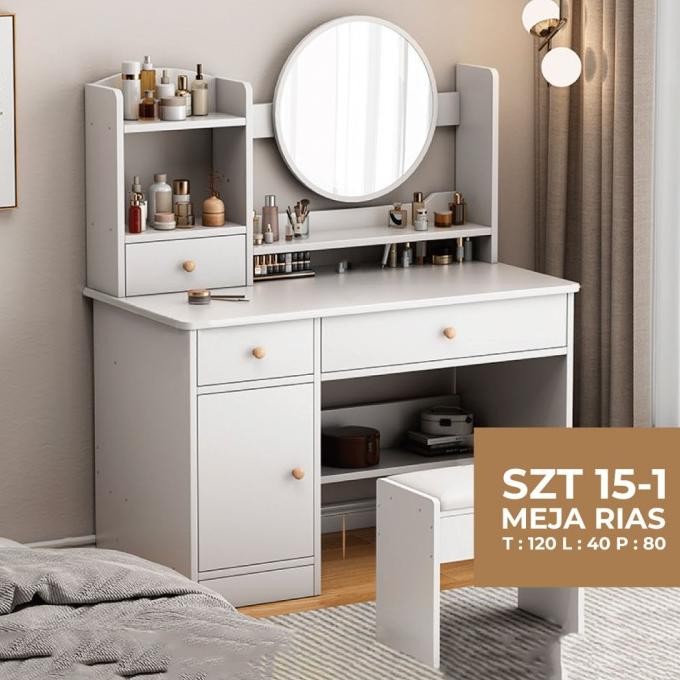FURNITURE HS88 Meja Rias SZT-15-1 Anak Perempuan Kayu dengan Cermin Rias Meja Rias Rumah Kamar Tidur