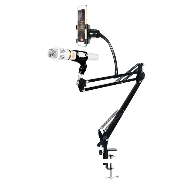 Stand Microphone dan HP Holder Meja Mic Suspension Arm Mount SM-921