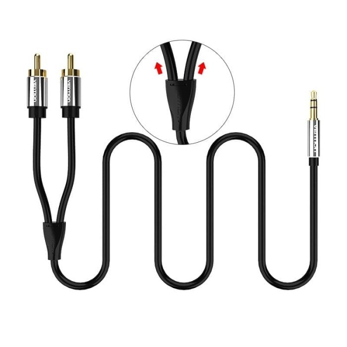 Kabel AUX 3.5mm Male to 2 RCA Male (2 Meter) Vention BCF