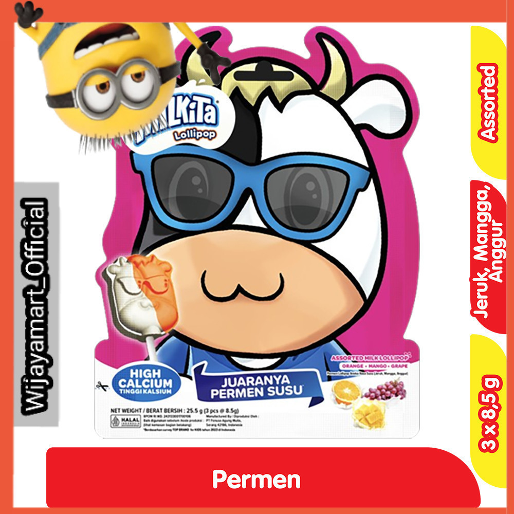 

Milkita Permen Susu Lolipop Pink Assorted 3 x 8.5 g