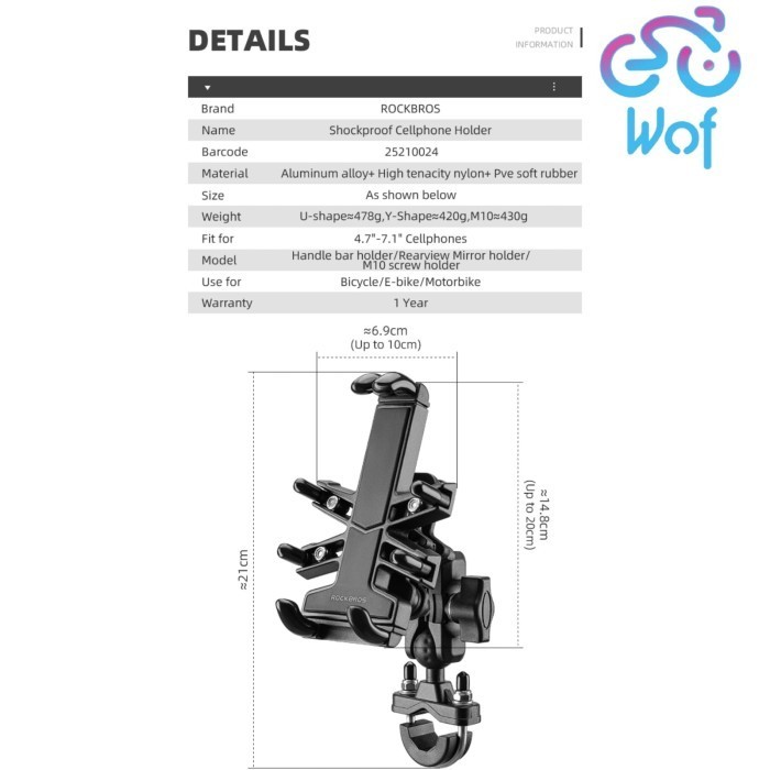 

SALE TERLARIS ROCKBROS 8306 M10 U Y PHONE HOLDER PEGANGAN HP BRACKET 360 ROTATION SEPEDA MOTOR