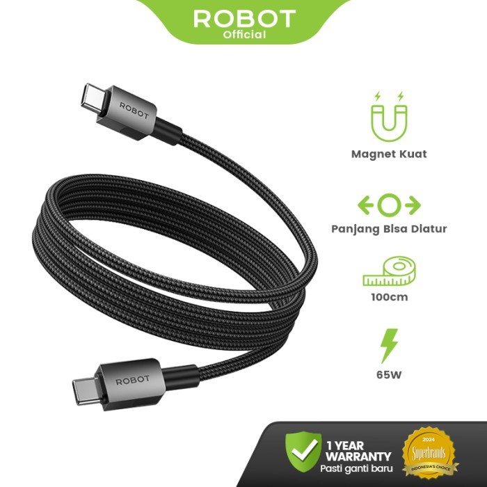 

SALE TERLARIS ROBOT KABEL DATA MAGNETIK FAST CHARGING 65W KABEL CHARGER TYPE C LIGHTNING ANTI KUSUT