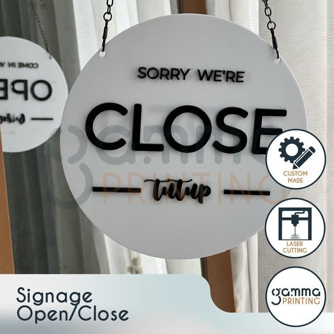 

SPECIAL Acrylic Signage Open Close / Papan Akrilik Timbul Buka Tutup Sign Toko hj-77