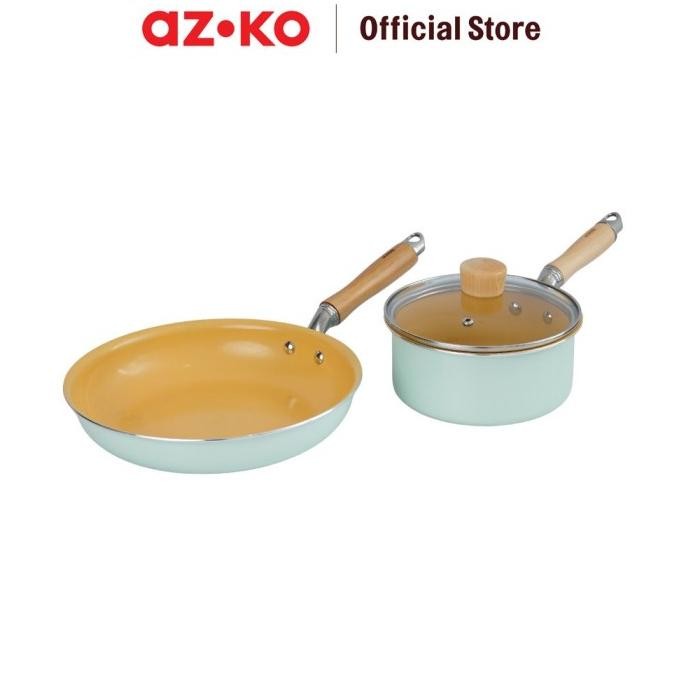 AZKO Kris Set 3 Pcs Adeline Set Perlengkapan Masak - Hijau Frypan Pan Wok Anti Lengket Non Stick Tef