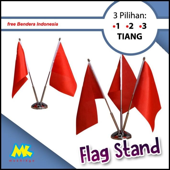 

V - Stand Tiang 1/2/3 Bendera Meja - Stainless Steel Flag Pole