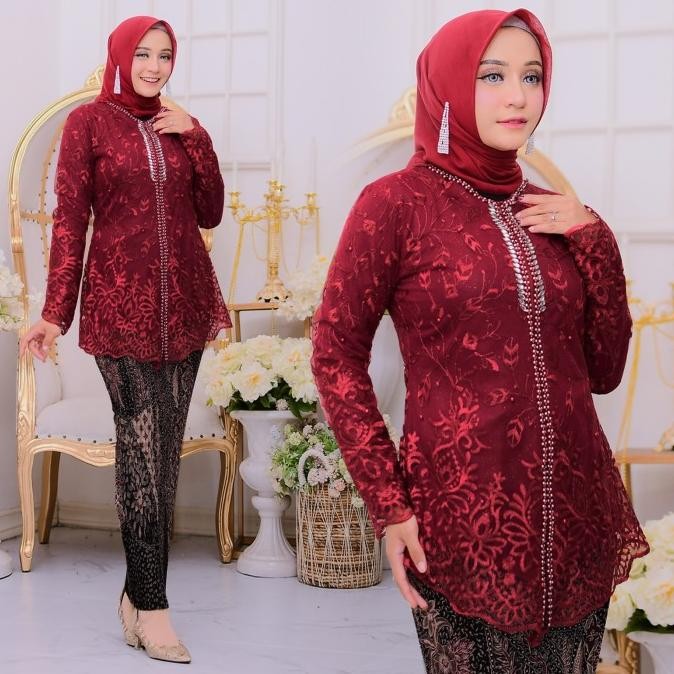 Set Kebaya Srikandi Mix Payet Busui Kebaya Modern Jumbo Ld 120 TD