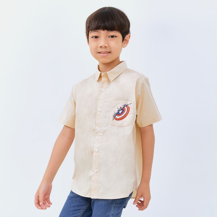 BRD MARVEL COLLECTION M231 KIDS KEMEJA MARVEL HERO SHIELD CREAM 2889 SGA