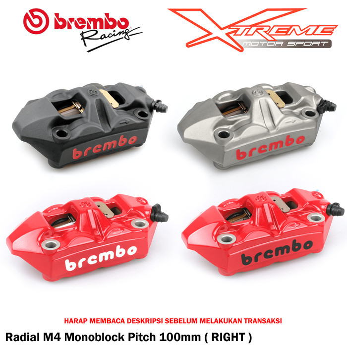 TERLARIS Kaliper Brembo Radial Monoblock M4 100 mm Sebelah Kanan Only Original Brembo Italy