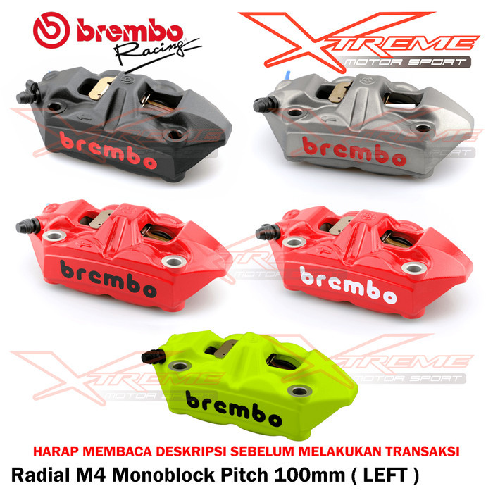 TERLARIS Kaliper Brembo Radial Monoblock M4 100 mm Sebelah Kiri Only Original Brembo Italy