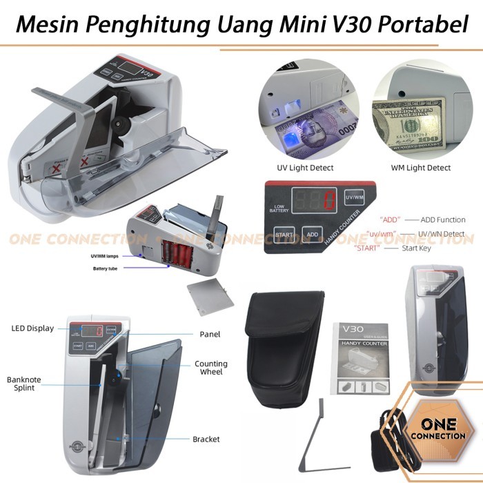 Mesin Penghitung Uang Mini V30 Portabel Money Handy Counter Hitung V30