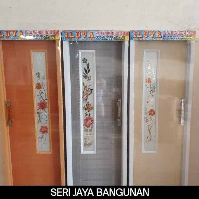 Pintu Kamar Mandi Kaca Samping Plastik PVC Bahan Tebal ILUVA Lengkap Dengan Kusen/ Pintu Toilet WC U