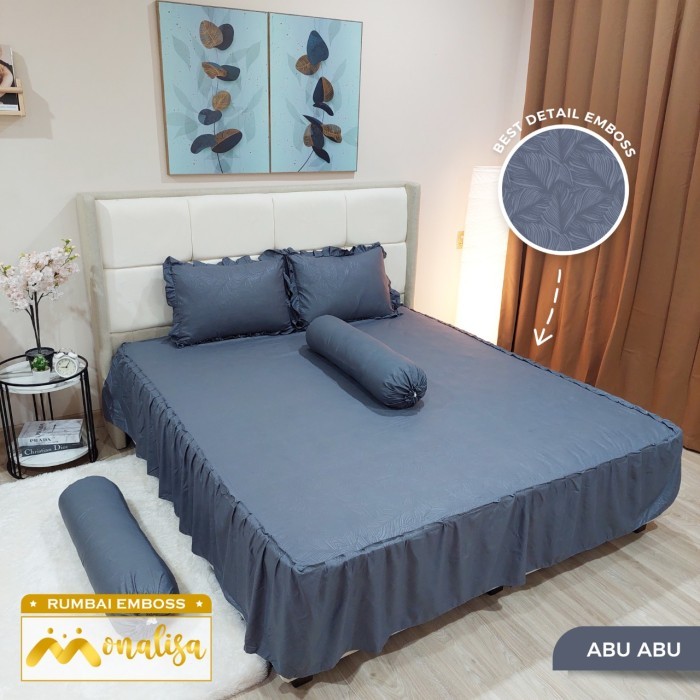 Monalisa Emboss Sprei Rumbai Uk 180 x 200 Tinggi Rumbai 40cm