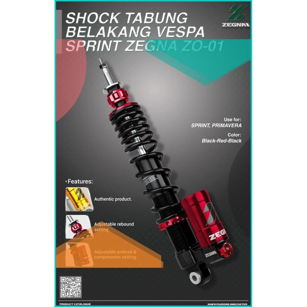 Shock Tabung Shockbreaker Tabung Belakang Vespa Matic Sprint Primavera