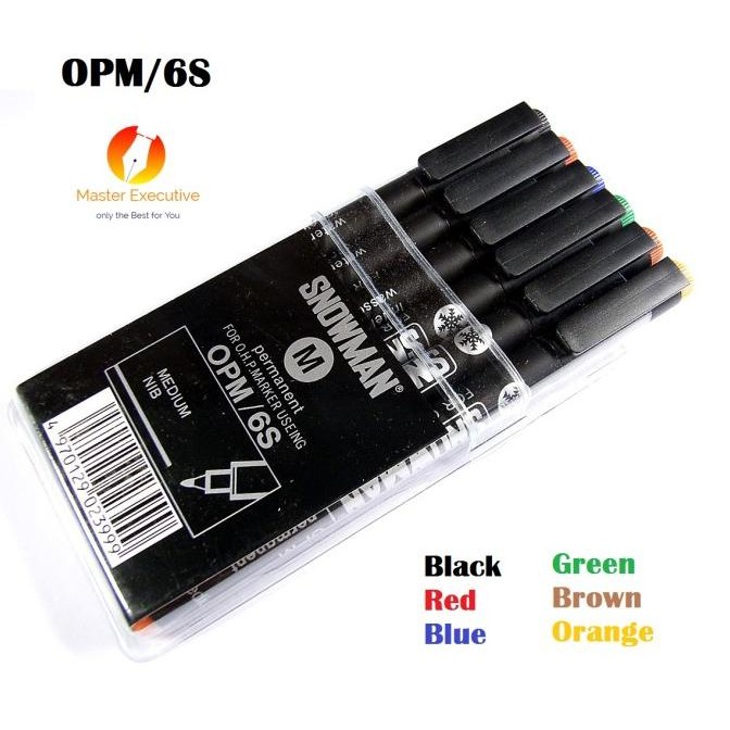 

Sale Snowman Spidol Permanent Ohp Marker Opm 6S / Medium Nib Set 6