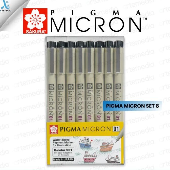 

Sale Drawing Pen Sakura Pigma Micron Set 8 Color Pigment Ink Pulpen Gambar