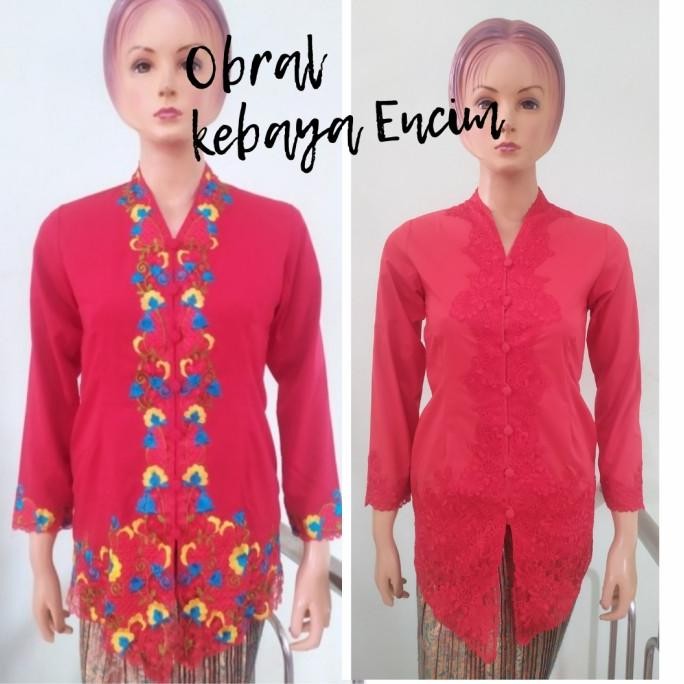 Promo Kebaya Encim Merah Panjang Ananta