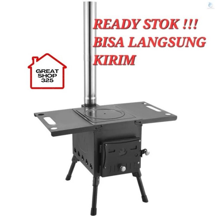 TERMURAH - Kompor campimg Tungku Kayu Bakar Penghangat Portable Cerobong