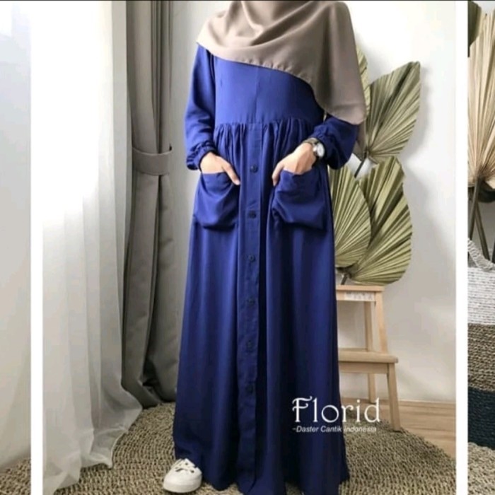 Gamis syari saku kancing toyobo