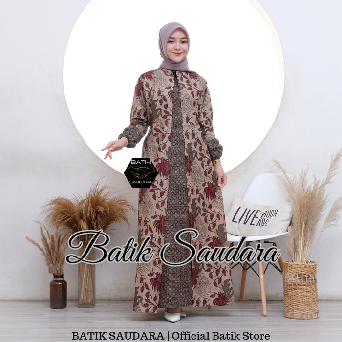 GAMIS BATIK BOLERO BAJU WANITA MUSLIM TERBARU JUMBO MOTI SONGKET MERAH