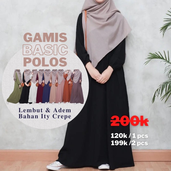 Gamis Hitam Premium Remaja Dress Polos Wanita Jumbo Terbaru Kekinian